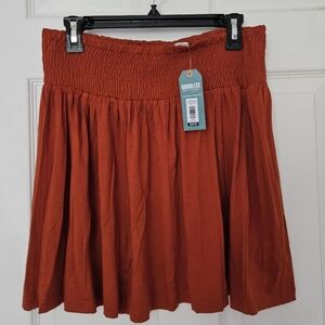 XL NWT Earthbound Trading Co smocked waist skirt orangey brown